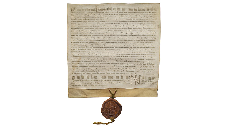 Der Reichsfreiheitsbrief, der Lübeck im 13. Jahrhundert vom Kaiser erhielt.