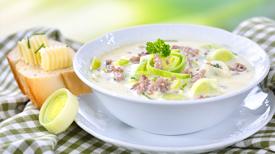 Käse-Lauch-Suppe.