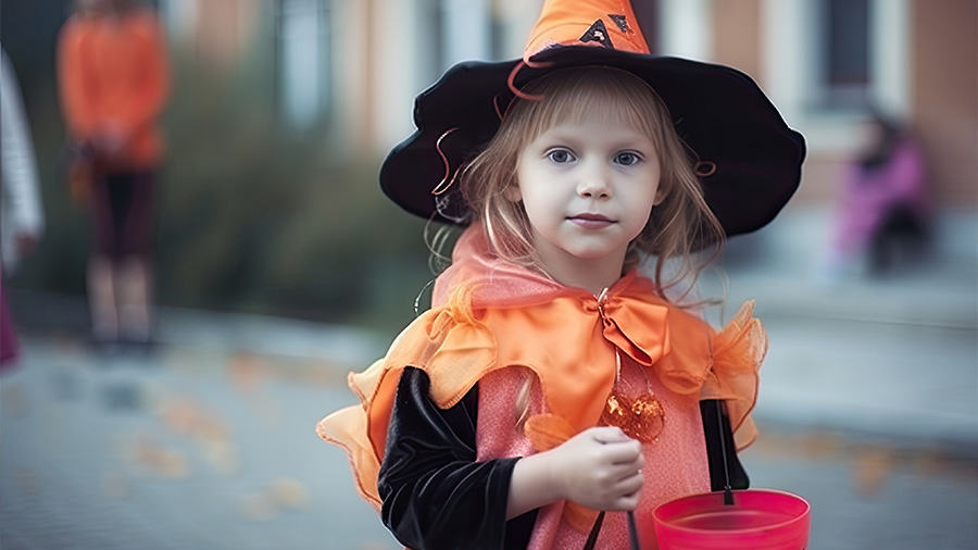 Ein Mädchen mit Halloween Verkleidung