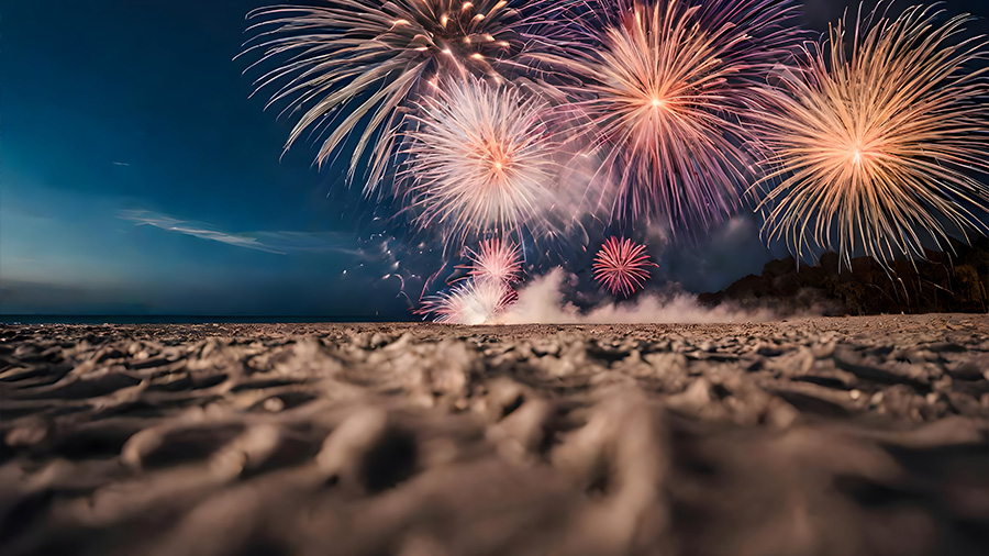 Feuerwerk am Strand