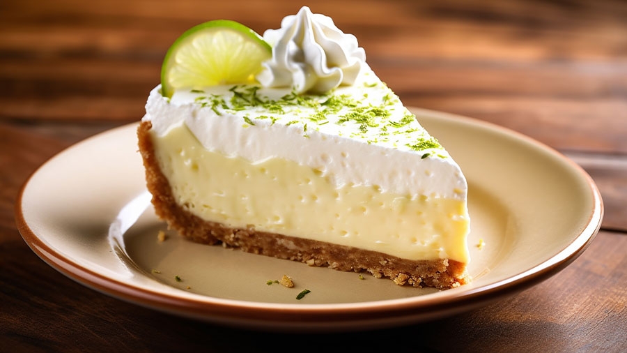 Key Lime Pie auf einem Teller präsentiert