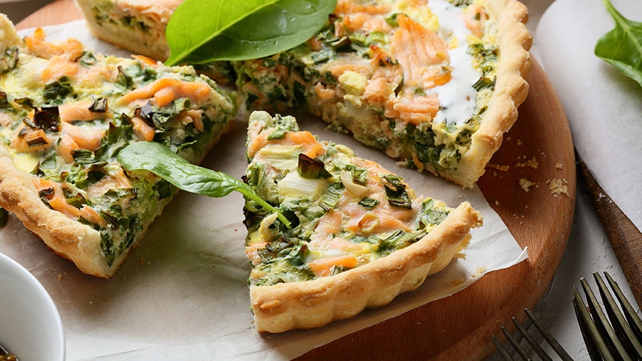 Zubereitete Lach-Quiche