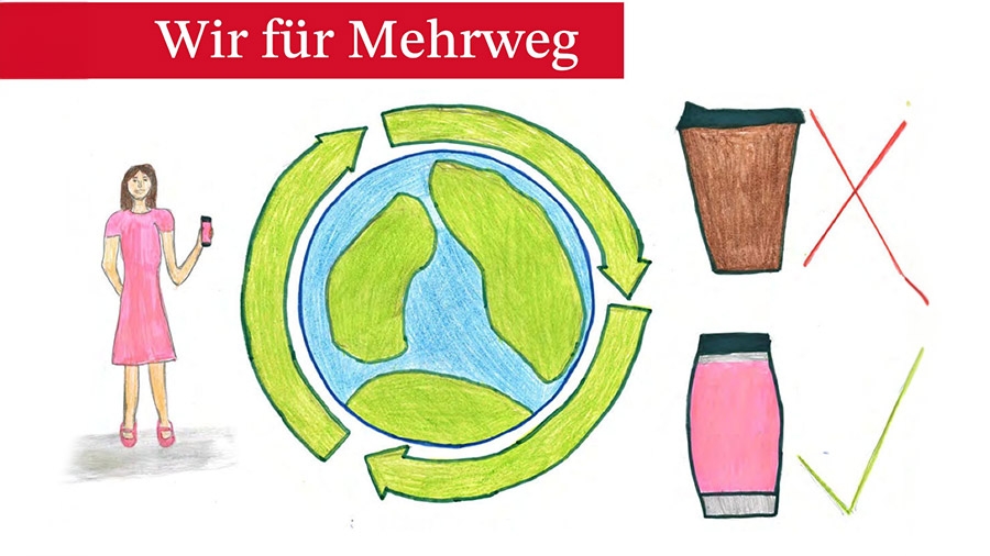 Zeichnung zum Thema Mehrweg